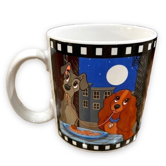 Vintage 1988 Disney Lady & The Tramp Coffee Tea Mug Ceramic Applause Korea - Picture 2 of 10